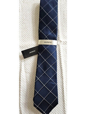 ALFANI Men's Tie Jaynelle Grid Navy NWT MSRP $55.00